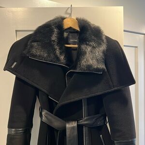 Mackage coat size M. Real fur zip in or out collar/leather fur silver hardware.